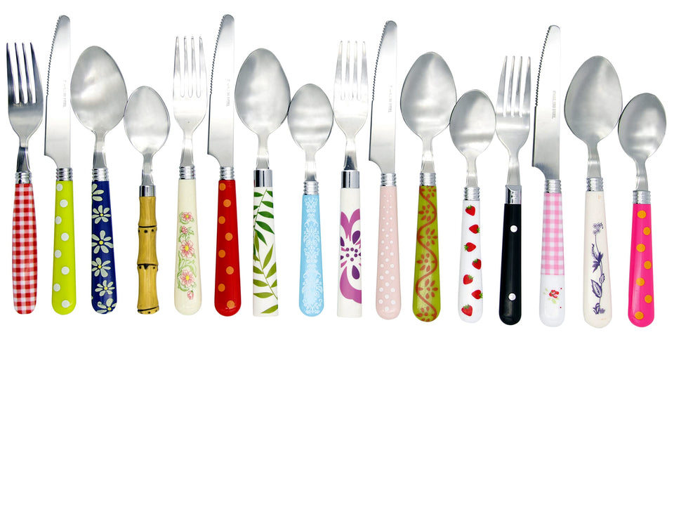 Gypsy Color Brink House cutlery set with multicolored handles for vibrant dining.