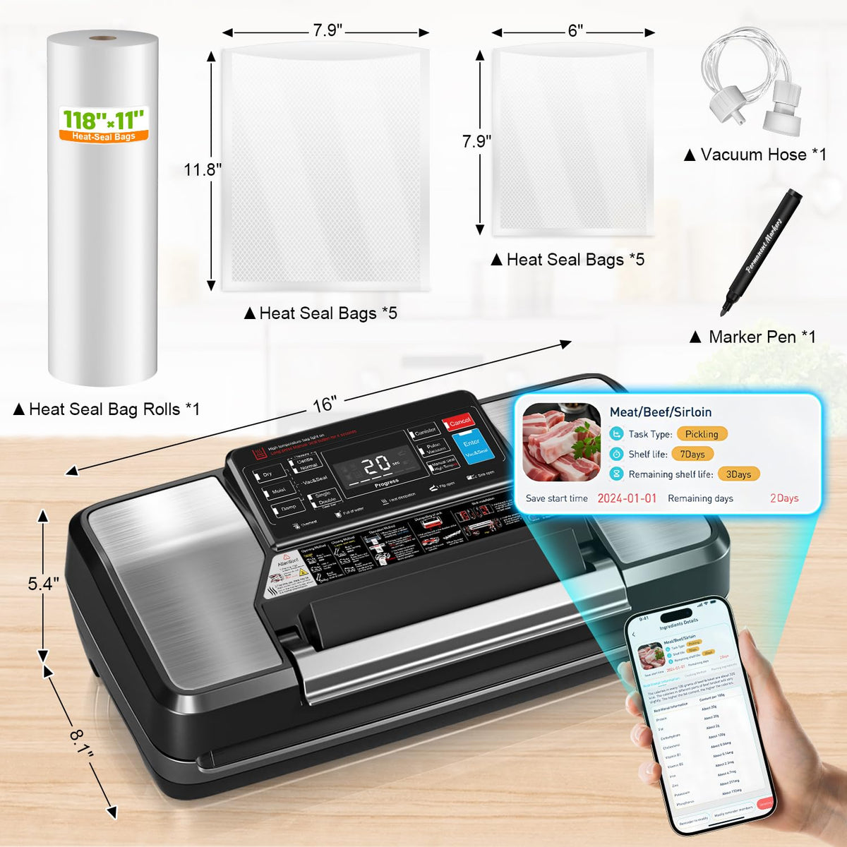 Gyreuni app control display shows Kireo features for smart meal prep