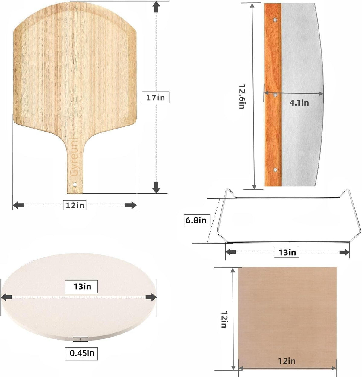 Gyreuni oak pizza paddle for easy, safe transfer from oven to table