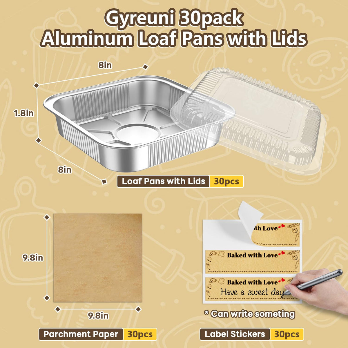 Gyreuni parchment paper sheets for baking provide nonstick lining and cleanup ease.