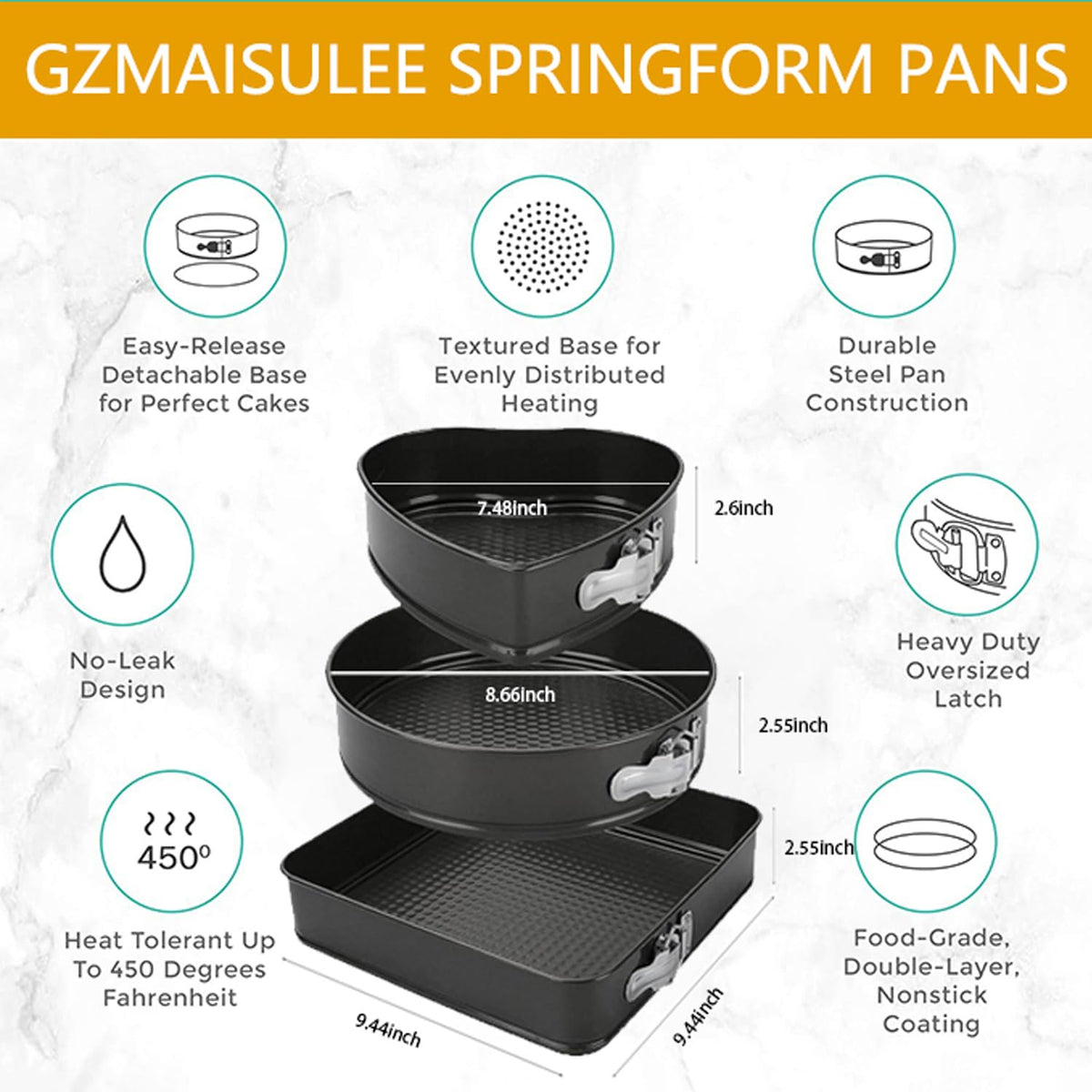 GZMAISULEE 7-inch round springform pan ideal for delicate desserts