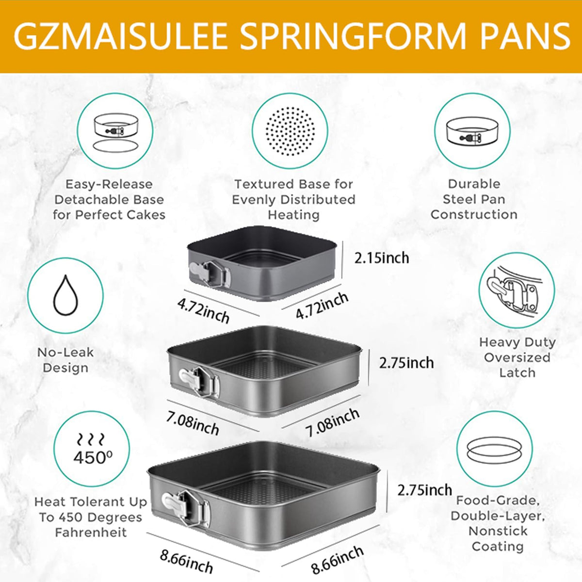 GZMAISULEE 7in leakproof buckle ensures stable pan during cheesecake.