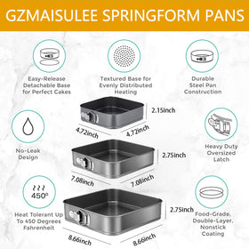 GZMAISULEE 7in leakproof buckle ensures stable pan during cheesecake.