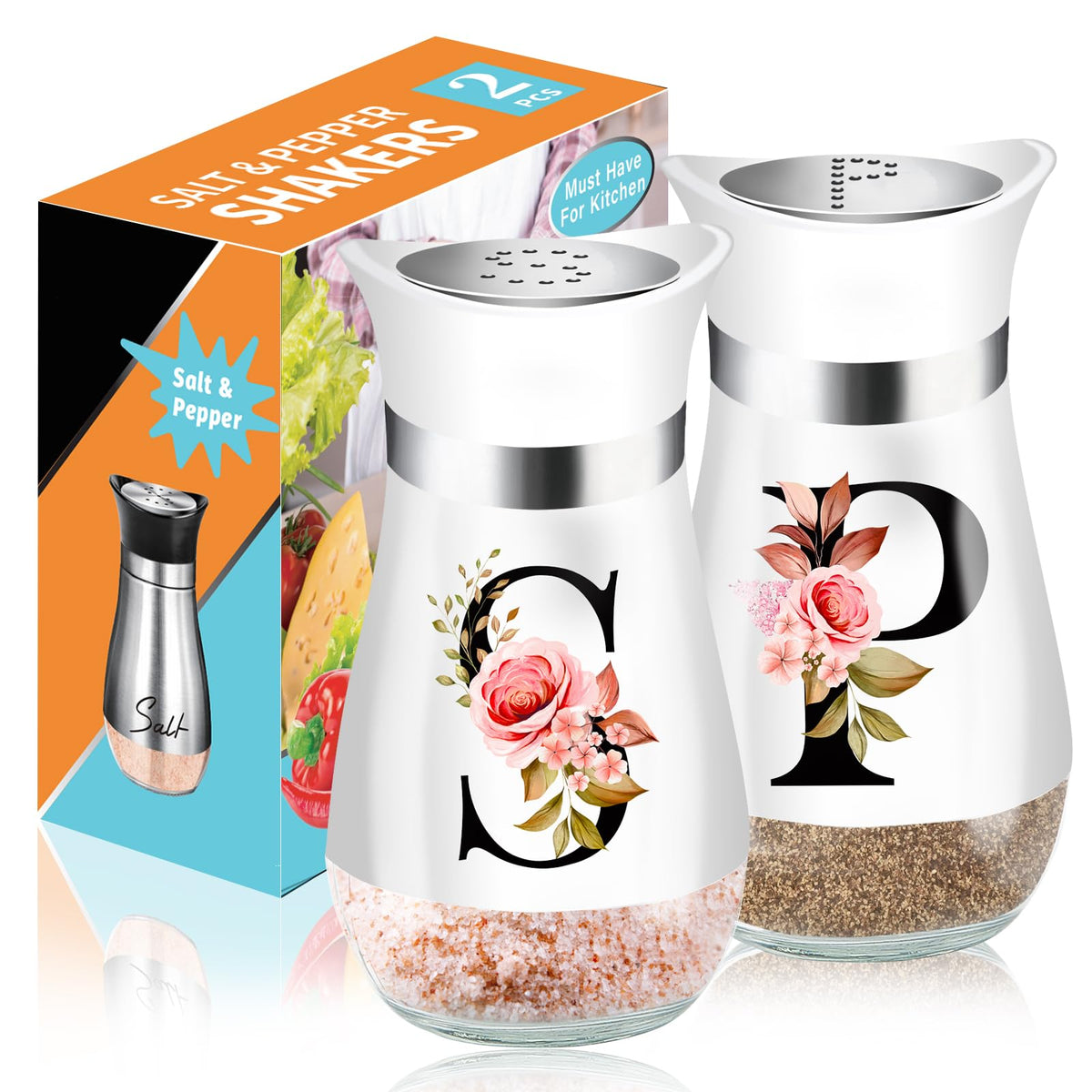 H&Foumre salt and pepper shakers with rose design add farmhouse elegance to the table