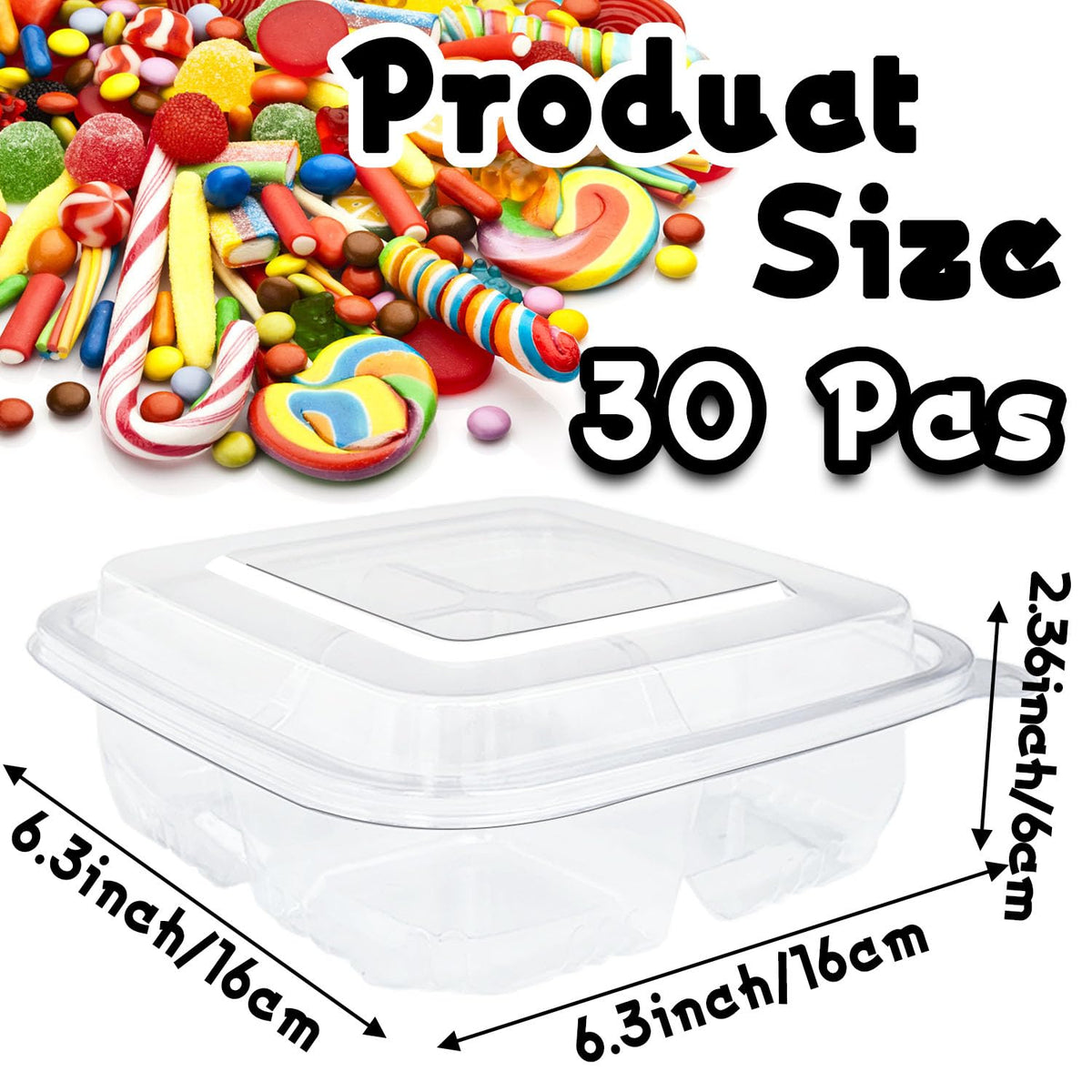 Haawooky 30-pcs bento containers show size and dimensions for easy packing