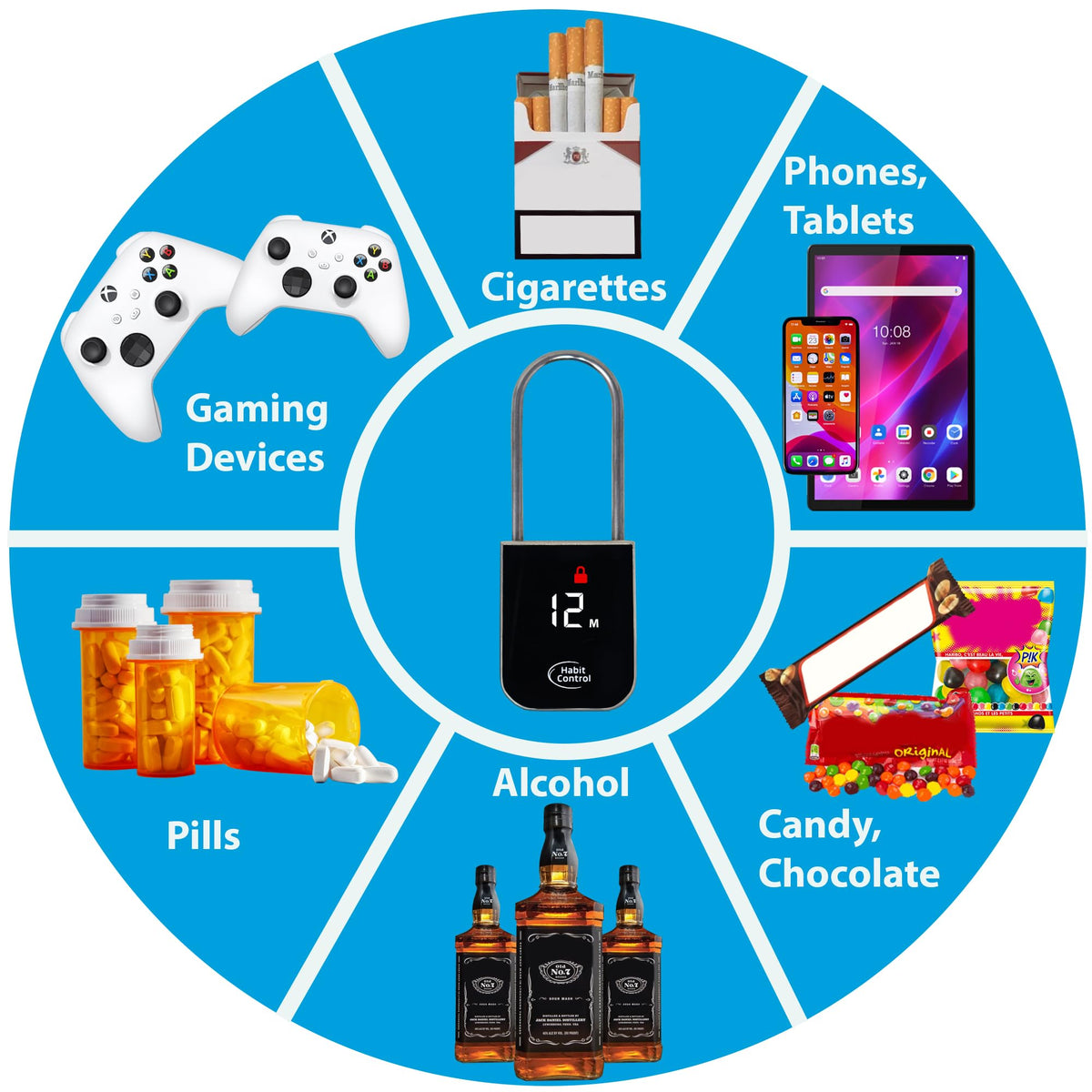 Habit Control timer lock with LED display for simple daily scheduling