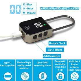 Habit Control lock charging with USB-C for long battery life