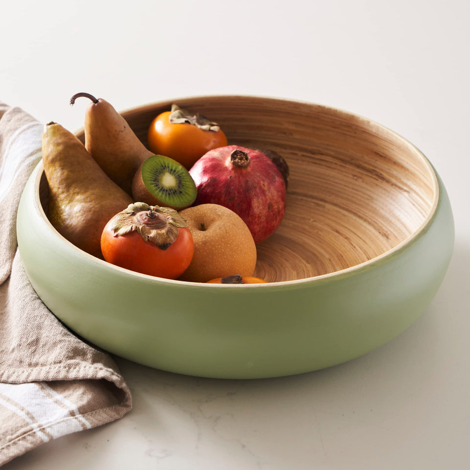 HABITAAS fruit bowl on kitchen counter in sage for fresh fruit and décor.