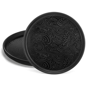 Hacaroa 4-pack round 14-inch black serving tray for versatile gatherings.