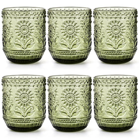 Hacaroa six-pack vintage drinking glasses 12oz green for stylish table setting.