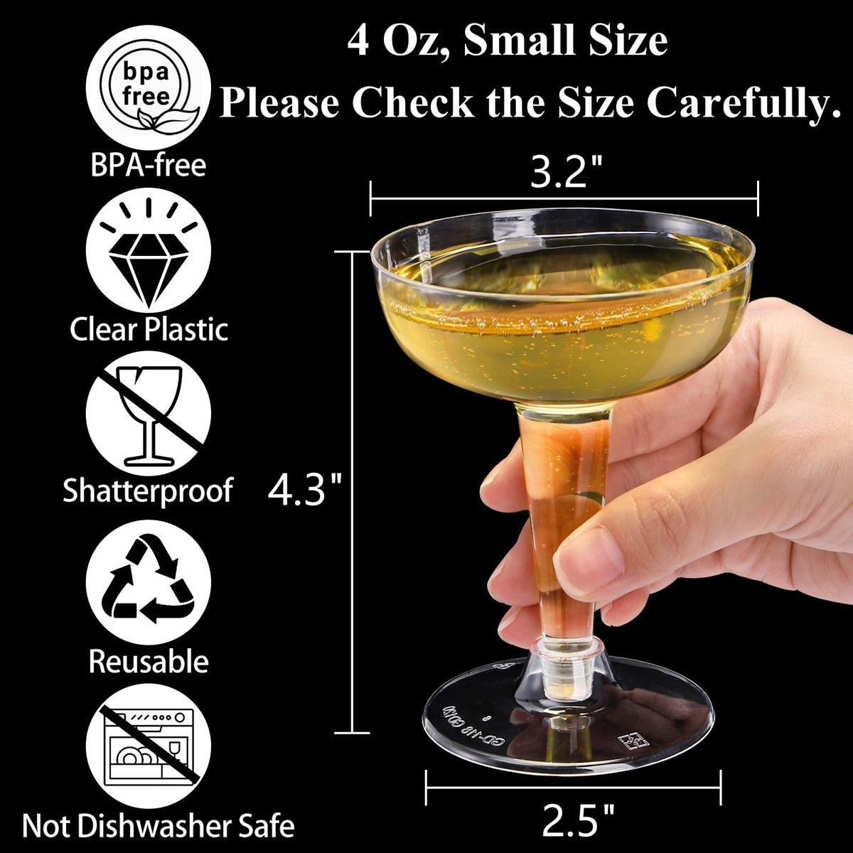 Hacaroa 4oz champagne glass with stem design ideal for cocktails.