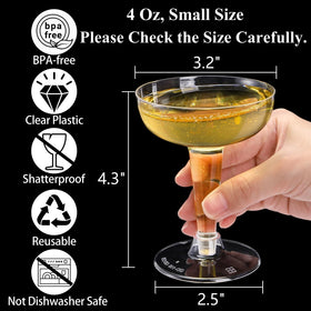 Hacaroa 4oz champagne glass with stem design ideal for cocktails.