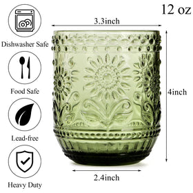 Hacaroa embossed floral pattern glasses add elegant flair to gatherings.