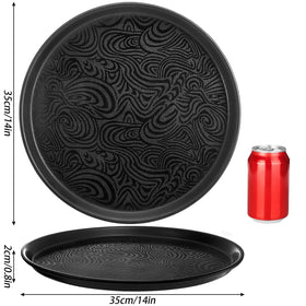 Hacaroa round tray with raised edges for secure transport.