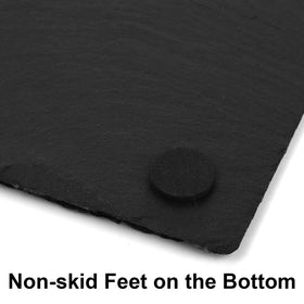 Hacaroa slate board with non-slip feet protects surfaces.