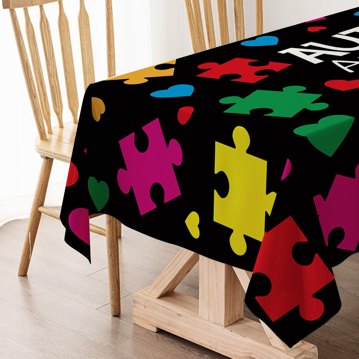 Hafangry puzzle pieces pattern adds a welcoming atmosphere to dining.