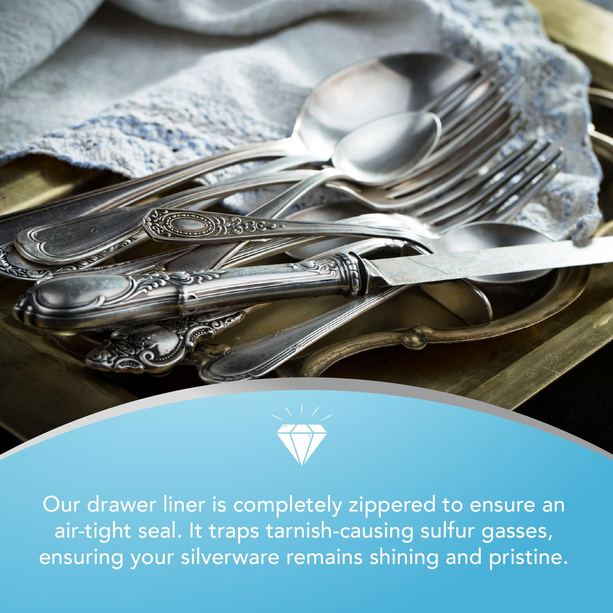 Hagerty drawer liner features a rigid bottom and soft top to guard against scratches.
