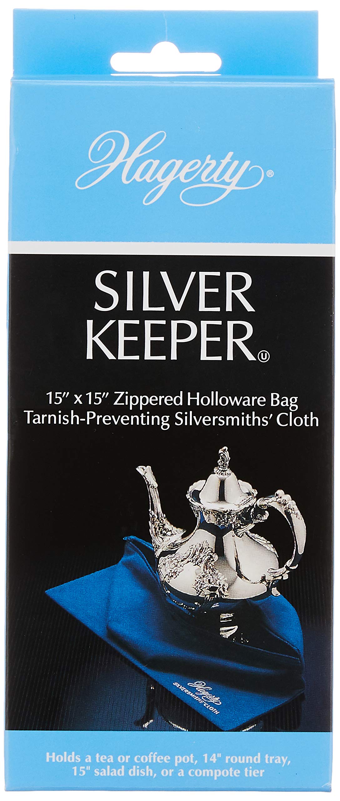 Hagerty Silversmiths' Cloth interior guards tarnish for sterling and silver-plated pieces.