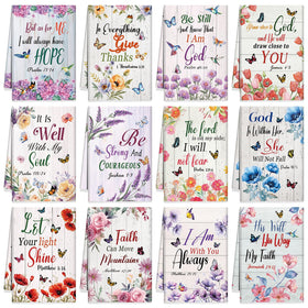 Hahafelt Bible quotes kitchen towels showcase calming floral design for everyday inspiration.