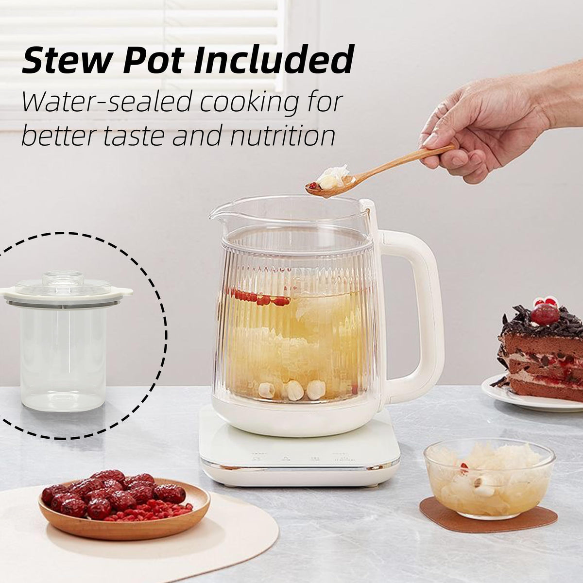 HaiiuzHi Health Pot separate stewing pot attachment for herbal brews.