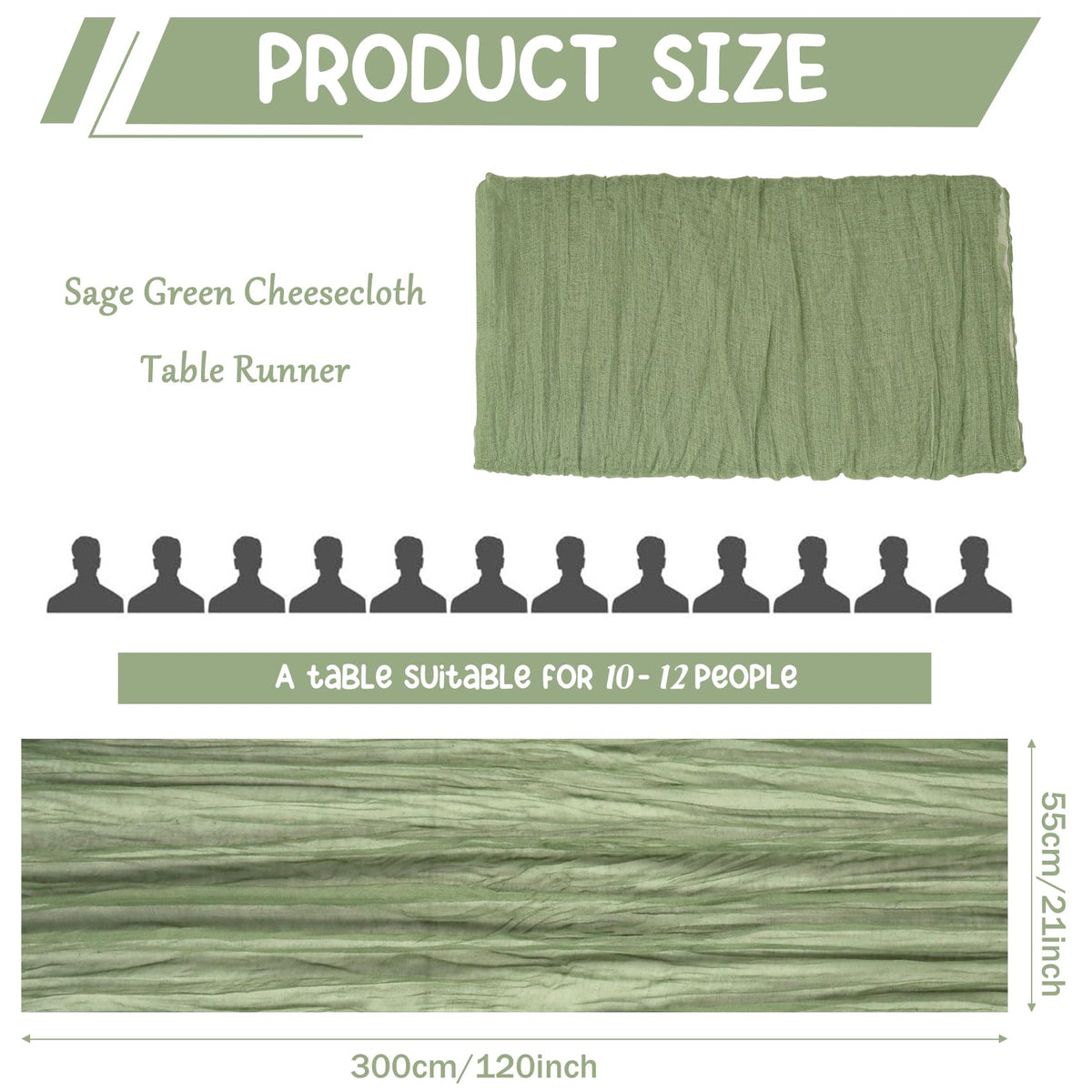 HAISIWLKJ sage green gauze runner adds boho movement to outdoor party tables