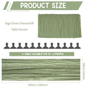 HAISIWLKJ sage green gauze runner adds boho movement to outdoor party tables