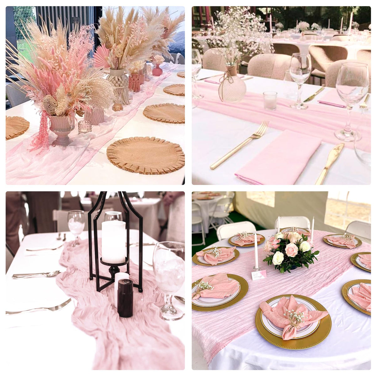 HAISIWLKJ bridal shower runner adds subtle pink warmth to decor.