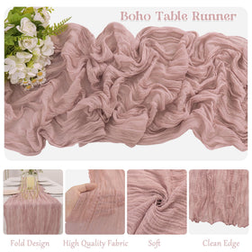 HAISIWLKJ dusty pink runner used as centerpiece decor