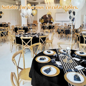 Outdoor dining scene with HAISIWLKJ round tablecloth on a table.