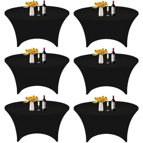 HAISIWLKJ round 60in black tablecloth fits snugly for a clean wedding setup