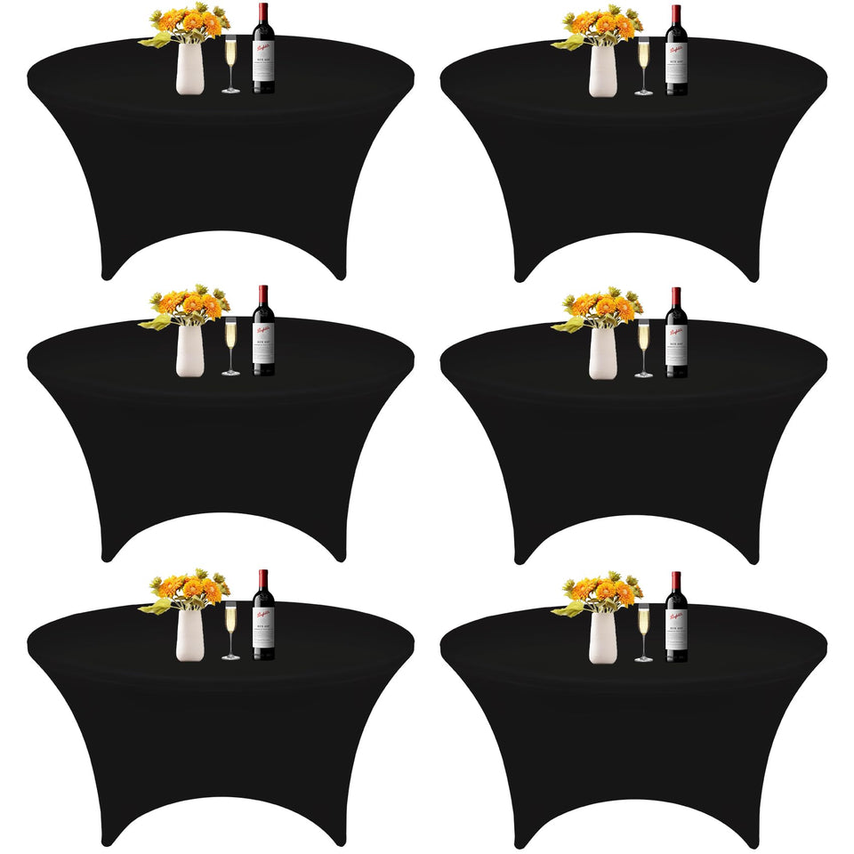 HAISIWLKJ round 60in black tablecloth fits snugly for a clean wedding setup