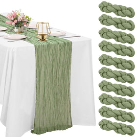 HAISIWLKJ sage-green cheesecloth table runner 72in adds boho elegance to long tables.