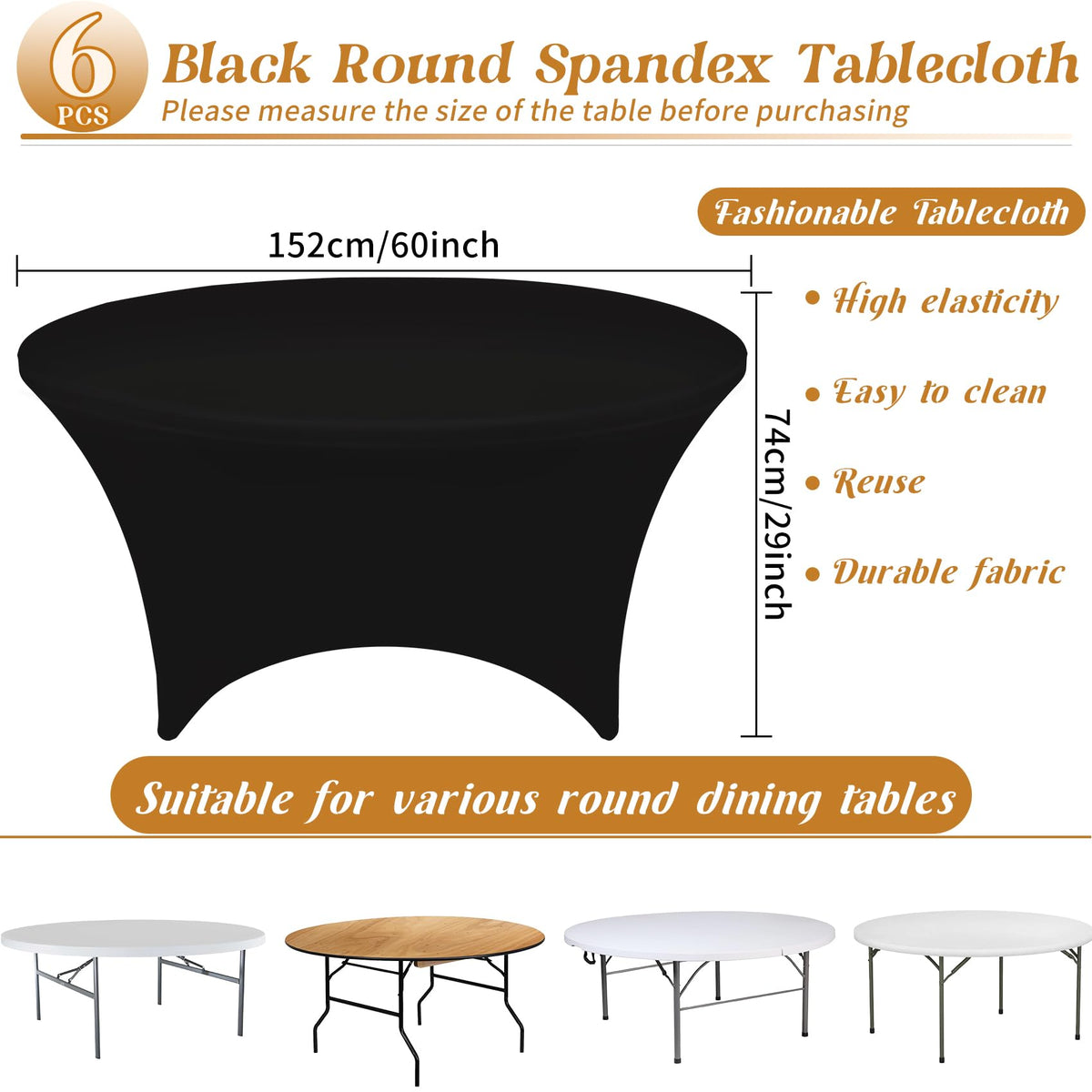 HAISIWLKJ stretchable cover hugs a 60-inch table for wrinkle-free presentation