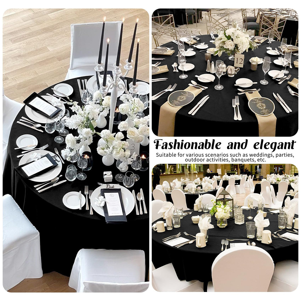 Two HAISIWLKJ tablecloths ready for event decoration.