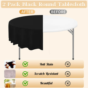 Wedding buffet setup with HAISIWLKJ black round tablecloths.