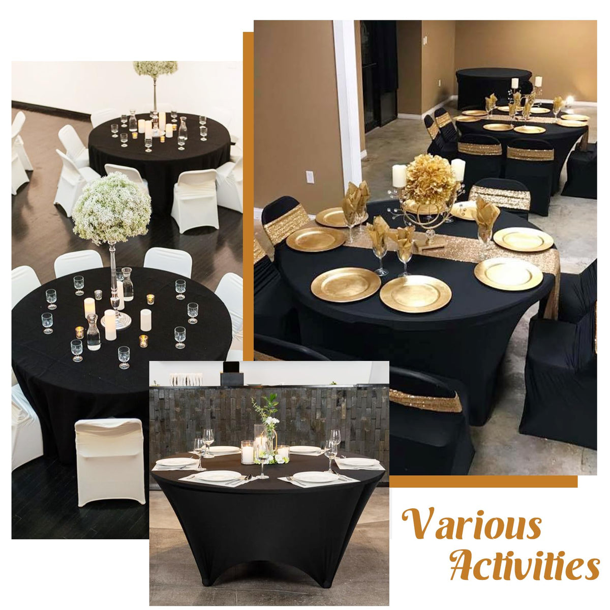 HAISIWLKJ 60 inch black spandex tablecloth ideal for weddings