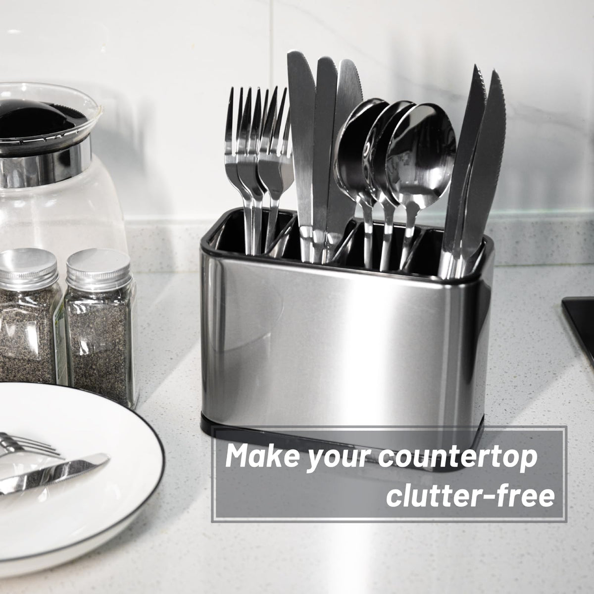 Haiyouneer silverware caddy on counter supports daily meal prep