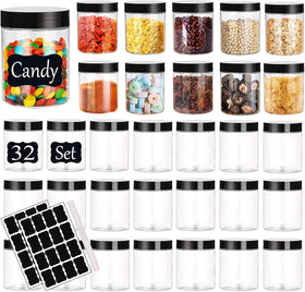 Hajoyful 8oz clear jar with black lid for pantry storage and visibility