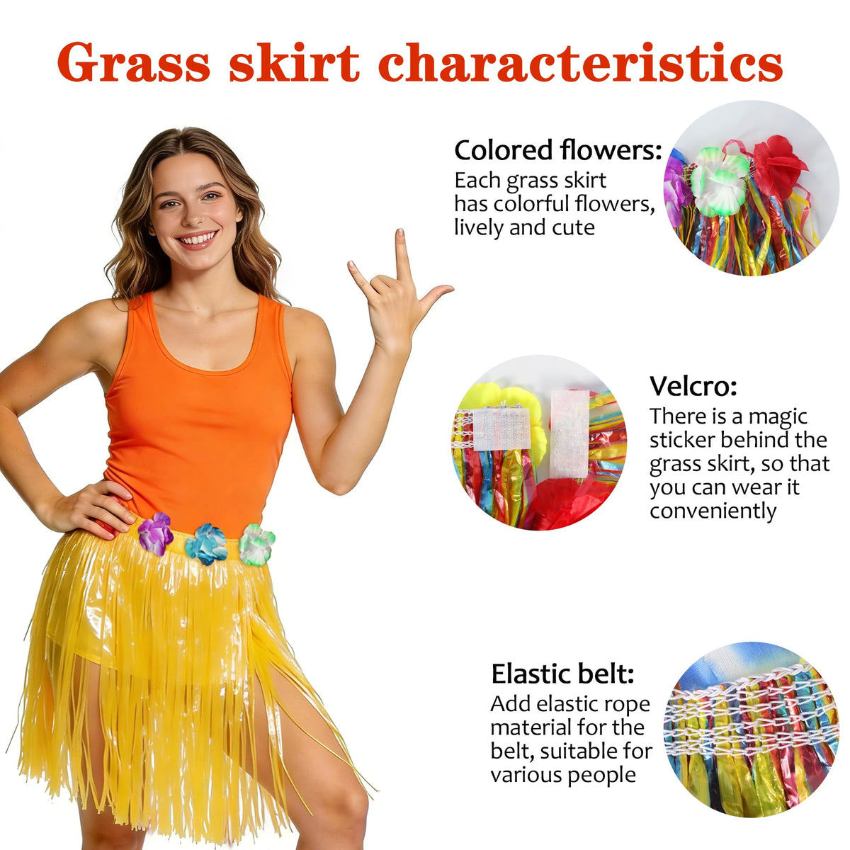 Hajoyful easy-on waistband skirt, ideal for kids’ tropical parties.