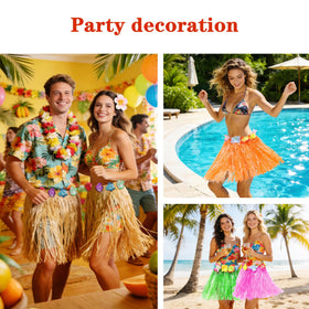 Hajoyful elastic waist hula skirt, adjustable fit for children’s comfort.