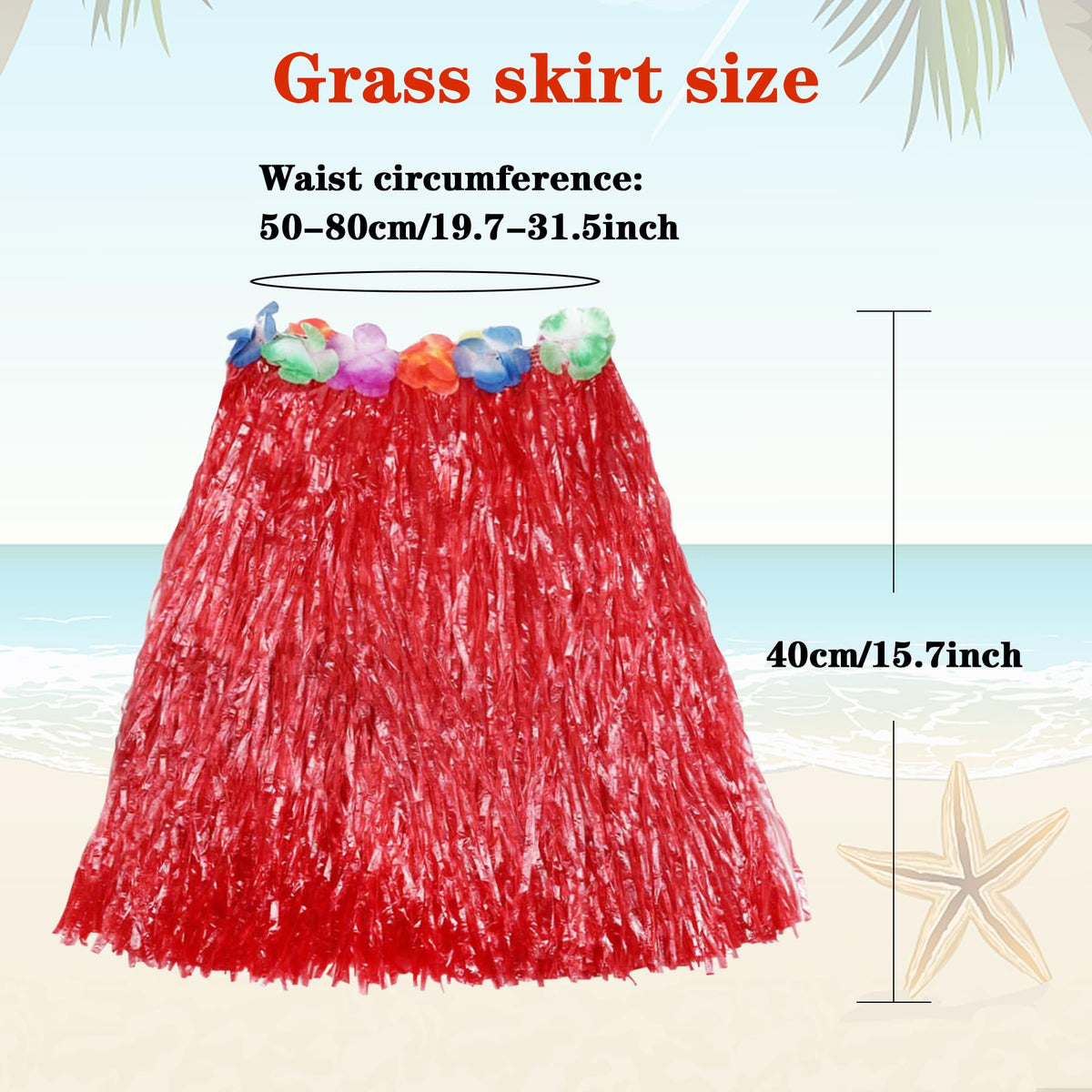 Hajoyful hibiscus flowers detail skirt, tropical flair for performances.