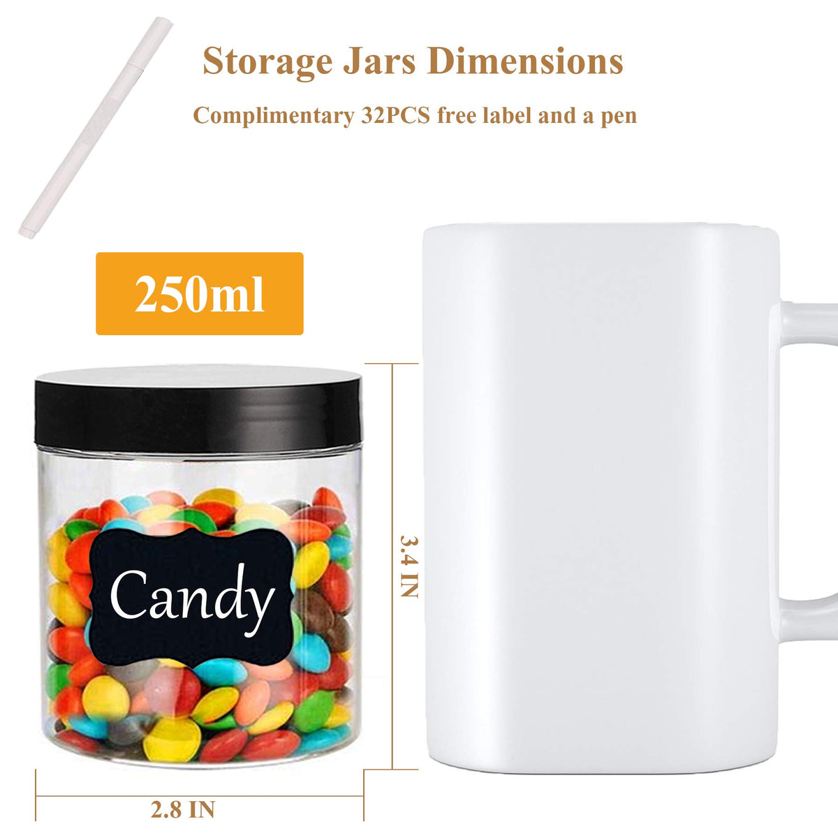 Hajoyful jar labeling pen and labels for quick content ID