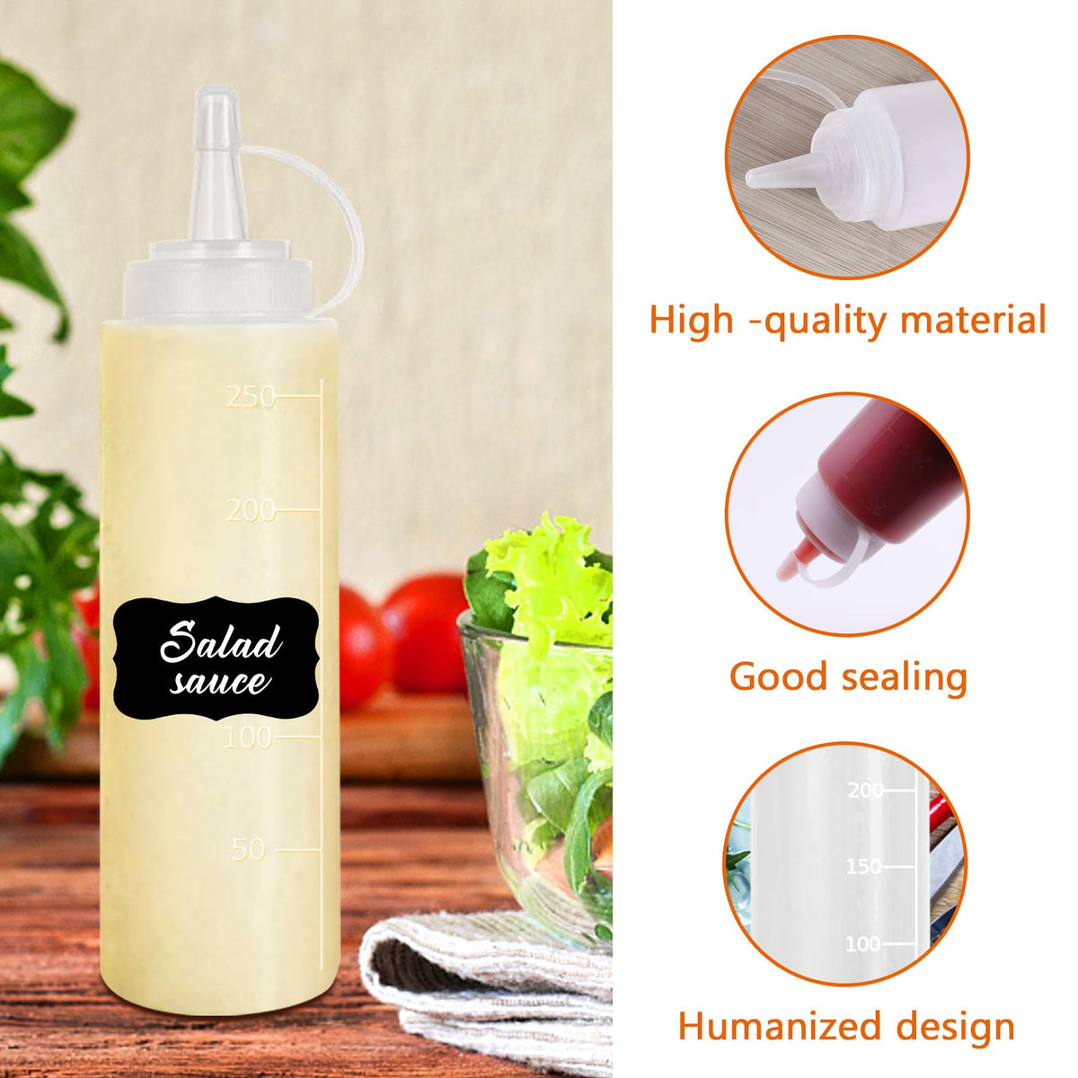 Hajoyful dressing bottle in kitchen scene with visible fill level