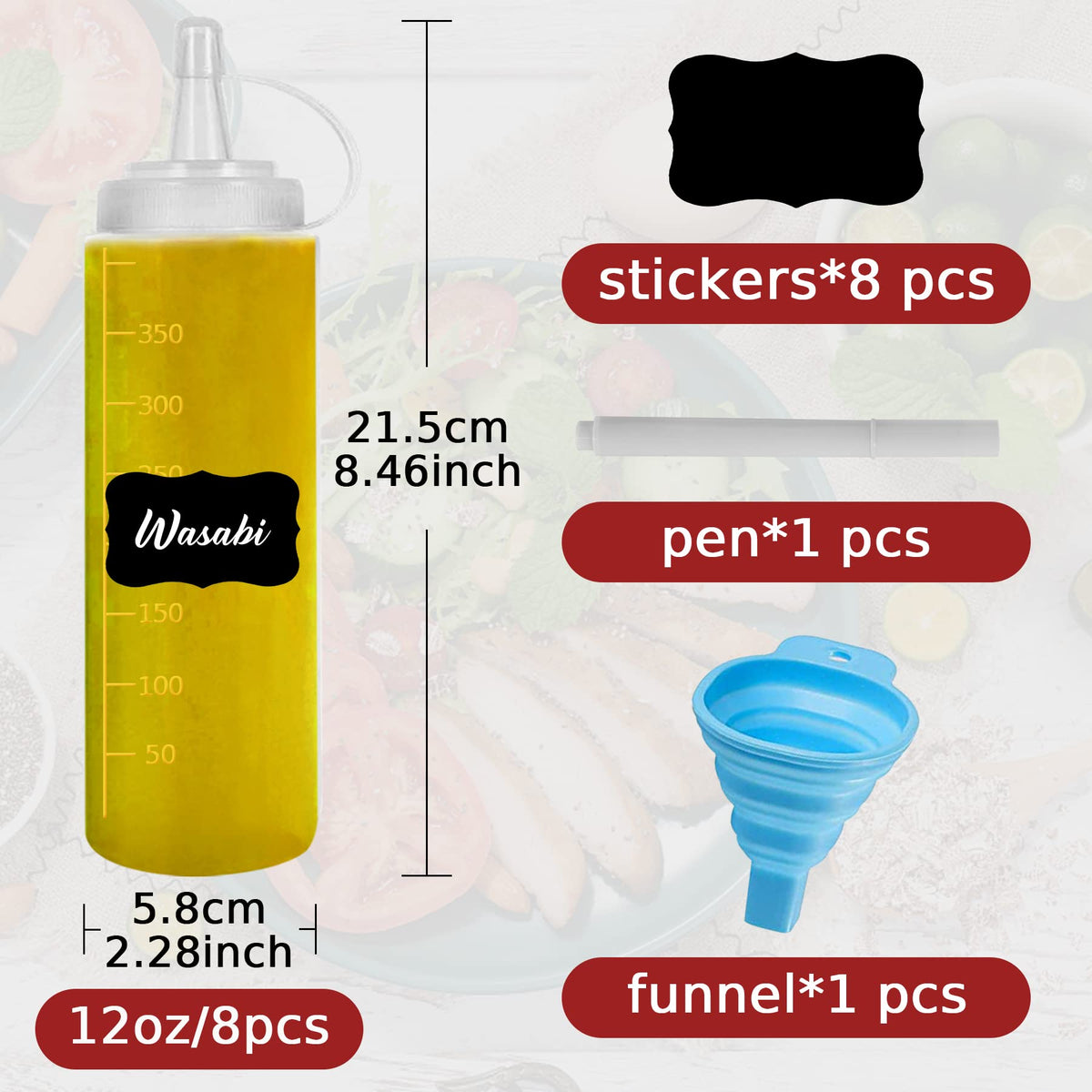 Hajoyful squeeze bottle for barbecue sauce with leak-proof cap for easy dispensing