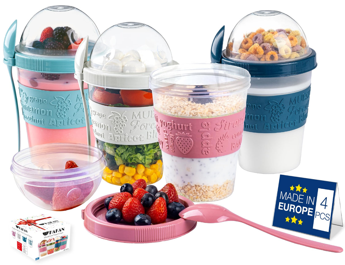 Hakan overnight oats container with lid for on-the-go meals
