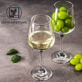 Hakeemi stable-base wine glass prevents tipping during serving.