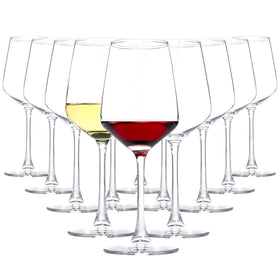Hakeemi 12oz stem wine glasses set, ideal for showcasing red or white wines.