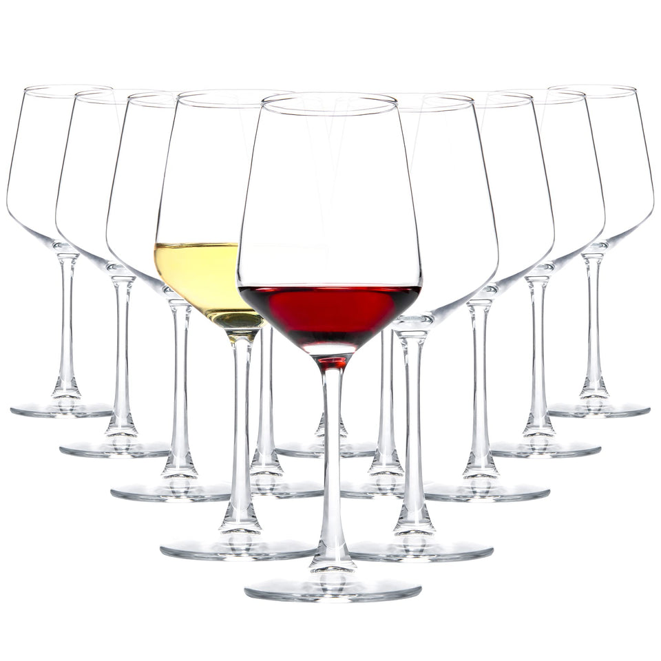 Hakeemi 12oz stem wine glasses set, ideal for showcasing red or white wines.