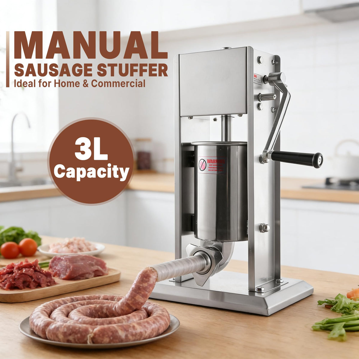 Hakka Brothers sausage stuffer cylinder enabling smooth, controlled filling