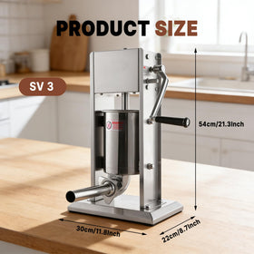 Hakka Brothers sausage stuffer housing highlights stainless steel construction